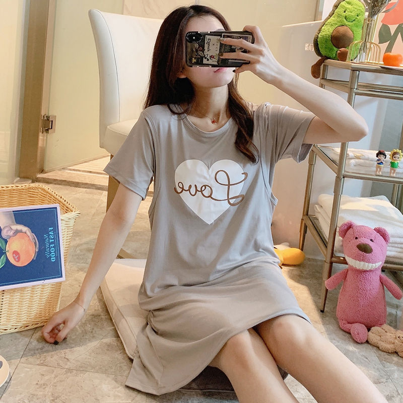 Spring And Summer Confinement Clothing Cartoon Breastfeeding Dress Nursing Clothing Pregnant Women Pajamas Postpartum Outing Hot Mom Large Size Dress - NJPH Best Selling 