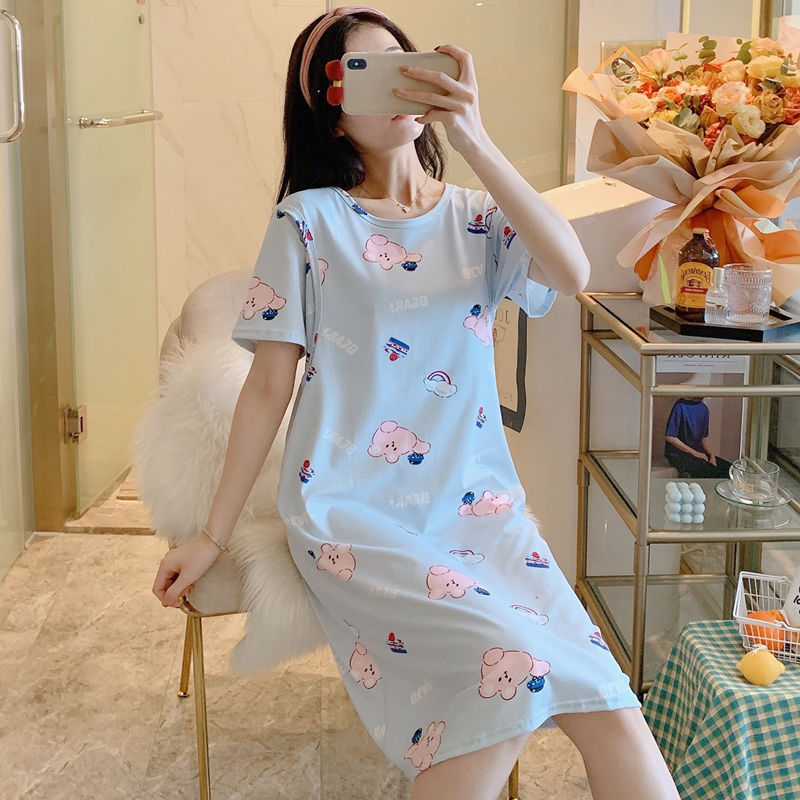 Spring And Summer Confinement Clothing Cartoon Breastfeeding Dress Nursing Clothing Pregnant Women Pajamas Postpartum Outing Hot Mom Large Size Dress - NJPH Best Selling 