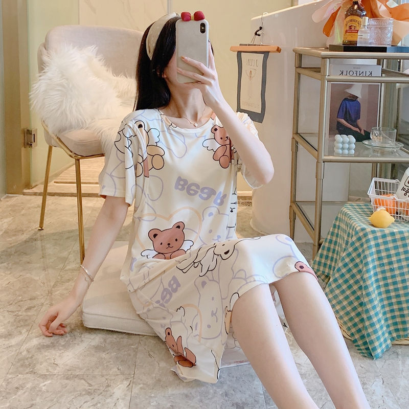 Spring And Summer Confinement Clothing Cartoon Breastfeeding Dress Nursing Clothing Pregnant Women Pajamas Postpartum Outing Hot Mom Large Size Dress - NJPH Best Selling 