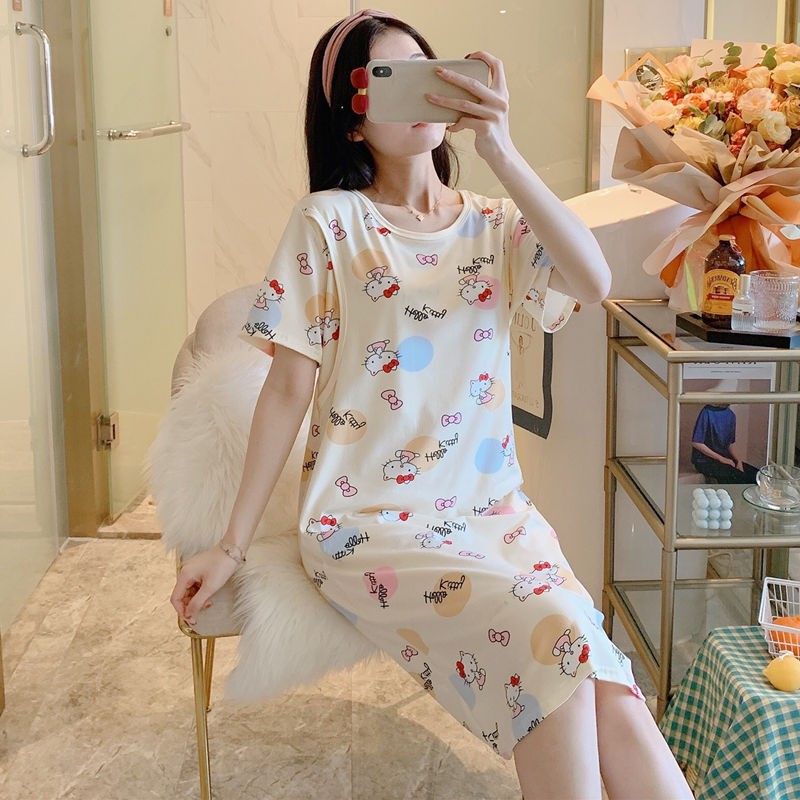 Spring And Summer Confinement Clothing Cartoon Breastfeeding Dress Nursing Clothing Pregnant Women Pajamas Postpartum Outing Hot Mom Large Size Dress - NJPH Best Selling 