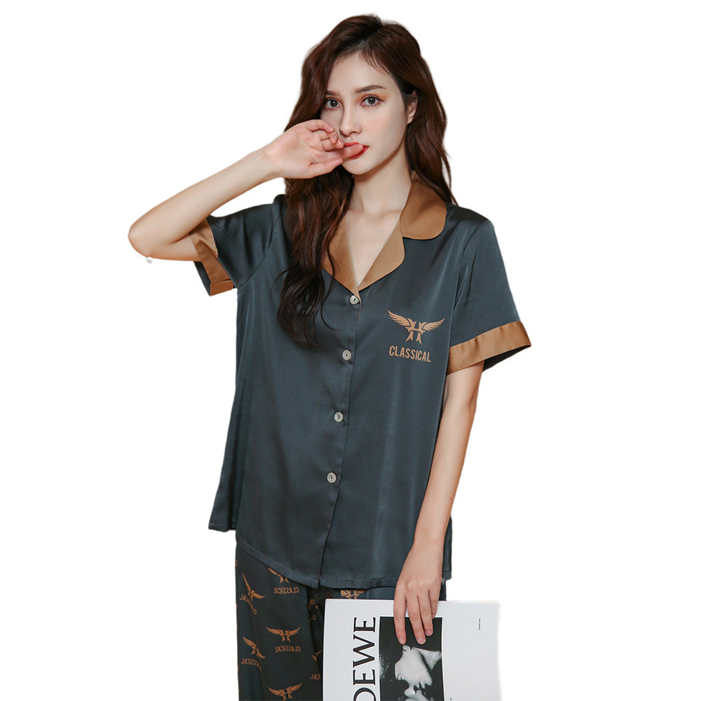 Ice Silk Pajamas Women - NJPH Best Selling s Fashion Printing Casual Loose Couple Home Suit Wholesale - NJPH Best Selling 