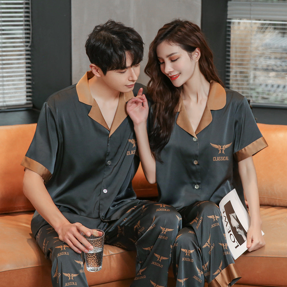 Ice Silk Pajamas Women - NJPH Best Selling s Fashion Printing Casual Loose Couple Home Suit Wholesale - NJPH Best Selling 