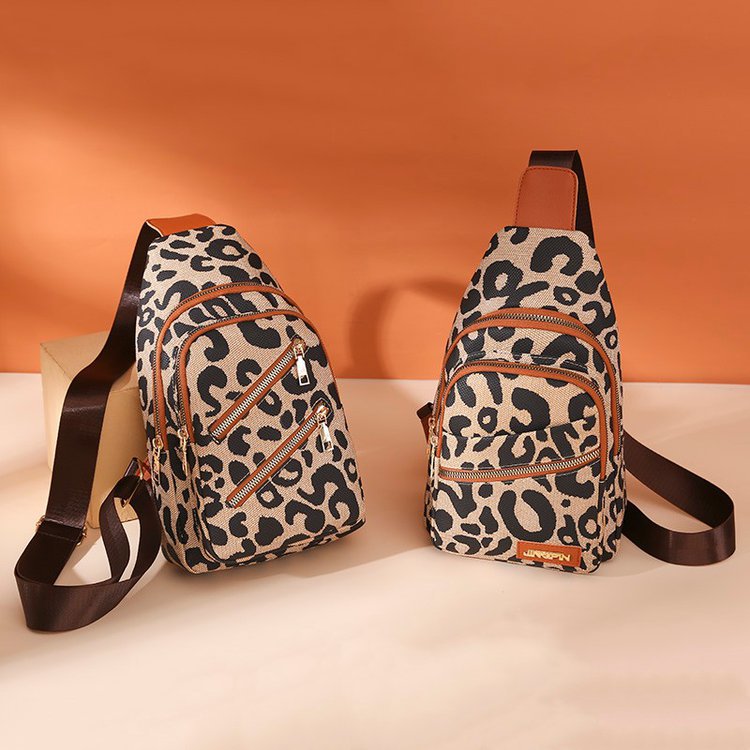 Leopard Print Sling Chest Bag With Headphone Jack Crossbody Backpack Shoulder Bag Women - NJPH Best Selling 