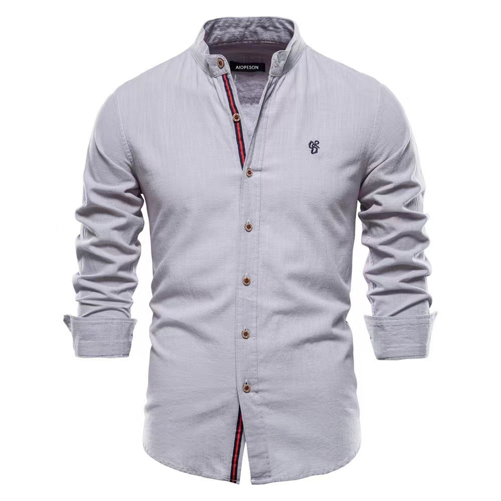 Men's Cotton And Linen Casual Fashion Solid Color Long Sleeve Henley Shirt - NJPH Best Selling 