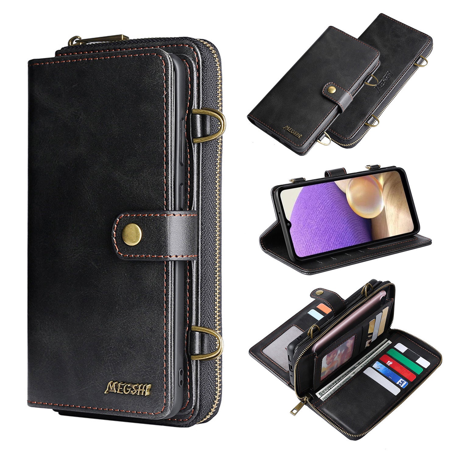 S22ultra Crossbody Phone Case For S22plus Flip Leather Case S21FE Multifunctional Protective Case - NJPH Best Selling 