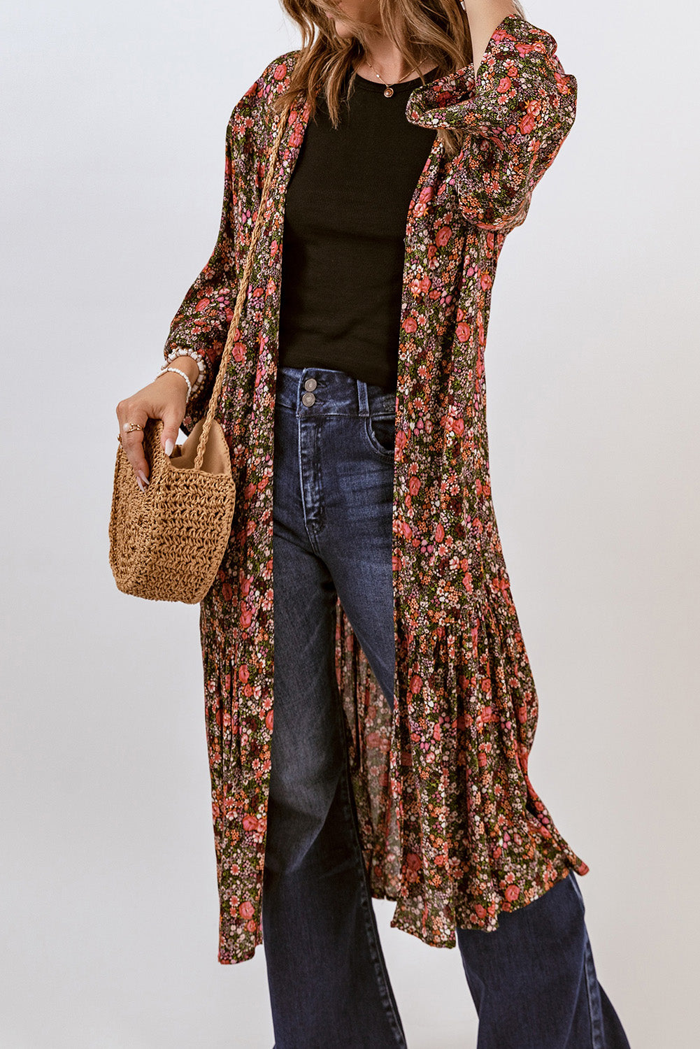 Floral Open Front Duster Cardigan - NJPH Best Selling 