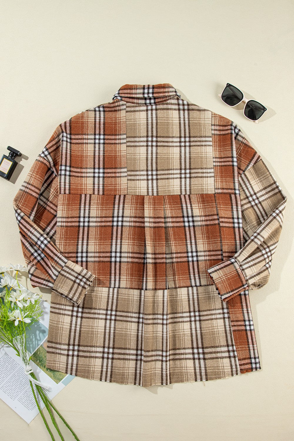 Plaid Snap Down Dropped Shoulder Shacket - NJPH Best Selling 