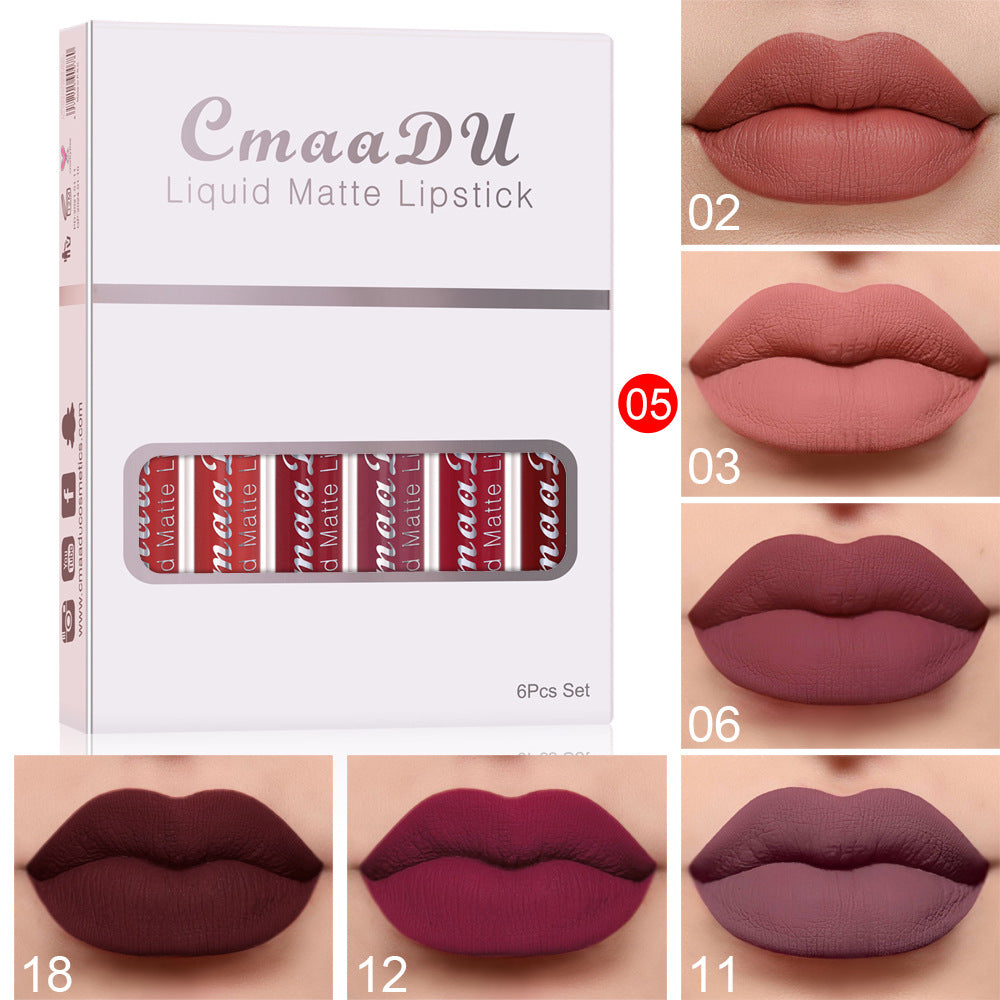 6 Boxes Of Matte Non-stick Cup Waterproof Lipstick Long Lasting Lip Gloss - NJPH Best Selling 