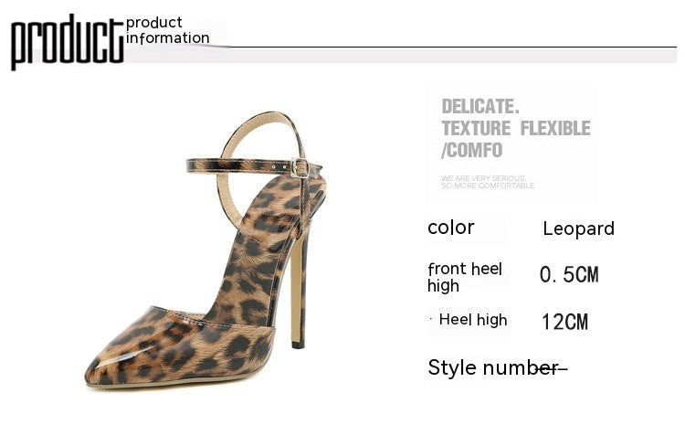 Stiletto Leopard Print Shallow Mouth European And American Plus Size Pointed Women's High Heels - NJPH Best Selling 