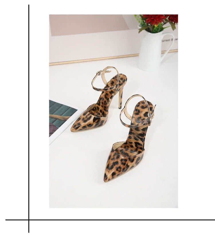 Stiletto Leopard Print Shallow Mouth European And American Plus Size Pointed Women's High Heels - NJPH Best Selling 