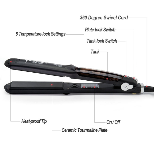 Steam Function Flat Iron Tourmaline Ceramic Vapor Professional Hair Straightener with Argan Oil Infusion Straightening Irons - NJPH Best Selling 