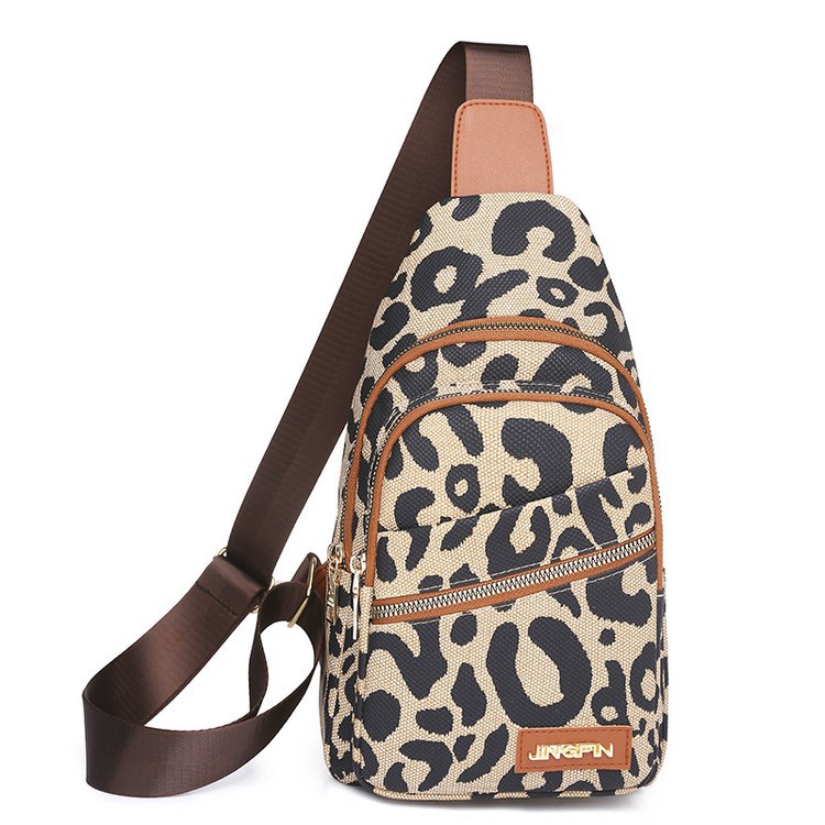 Leopard Print Sling Chest Bag With Headphone Jack Crossbody Backpack Shoulder Bag Women - NJPH Best Selling 