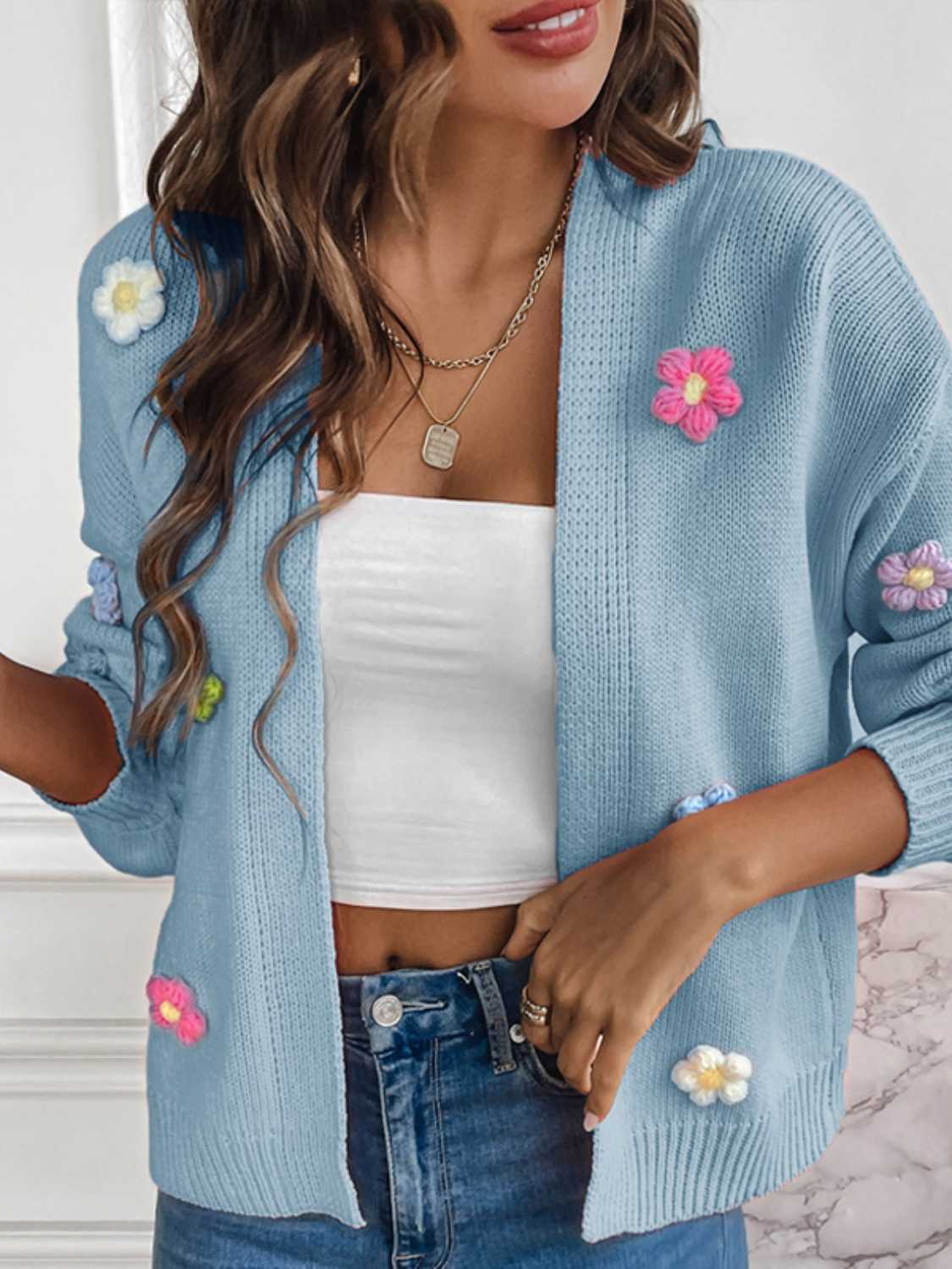 Floral Long Sleeve Open Front Cardigan - NJPH Best Selling 