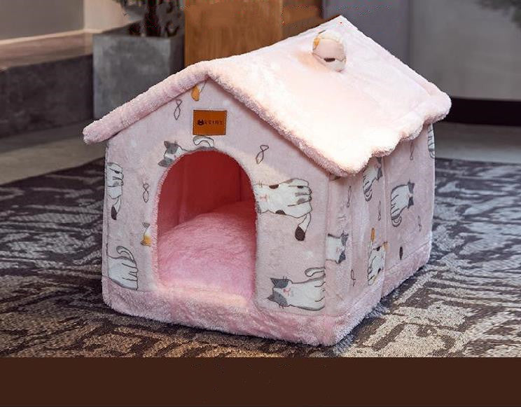 Foldable Dog House Pet Cat Bed Winter Dog Villa Sleep Kennel Removable Nest Warm Enclosed Cave Sofa Pets Supplies - NJPH Best Selling 