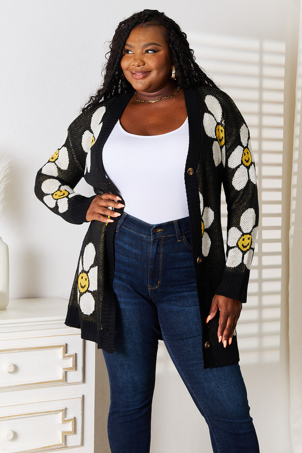 Floral Button Down Longline Cardigan - NJPH Best Selling 