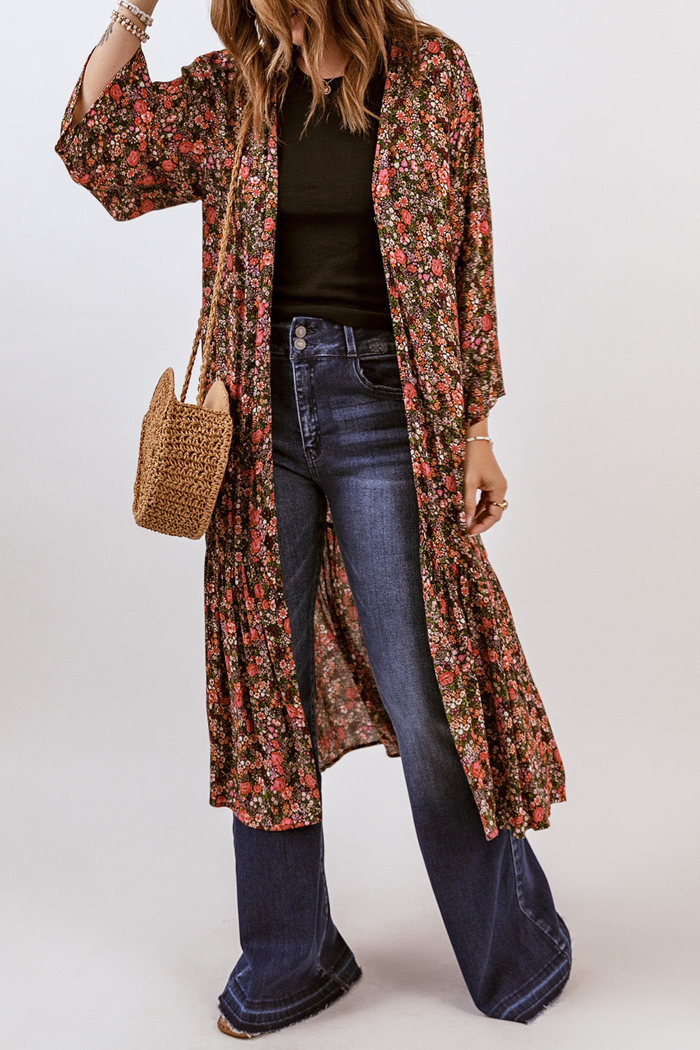 Floral Open Front Duster Cardigan - NJPH Best Selling 