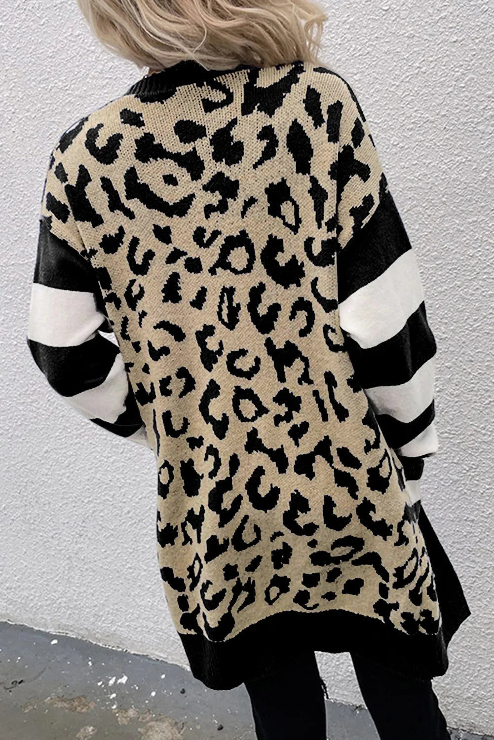 Leopard Open Front Long Sleeve Cardigan - NJPH Best Selling 