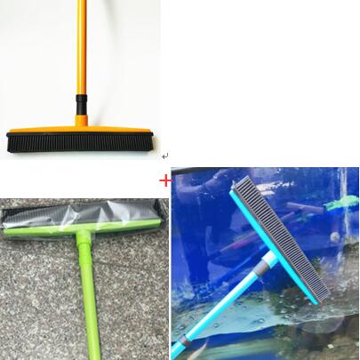 Pet hair removal broom long handle scrub brush retractable floor brush cleaning broom rubber brush cleaning cat dog hair - NJPH Best Selling 