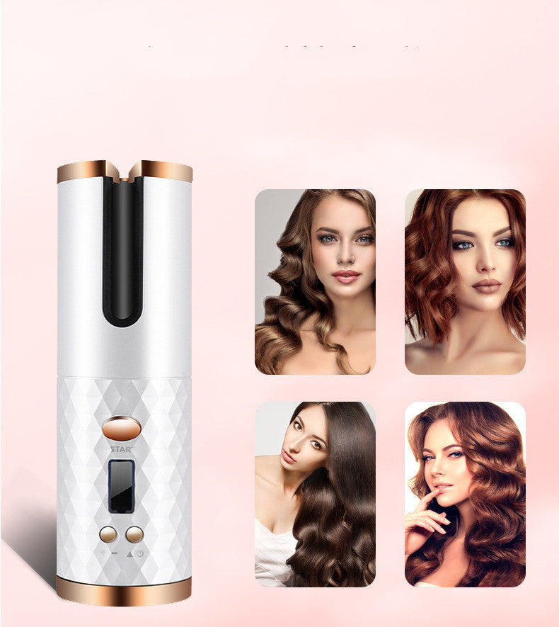 Rechargeable Automatic Hair Curler Women Portable Hair Curling Iron LCD Display Ceramic Curly Rotating Curling Wave Styer - NJPH Best Selling 