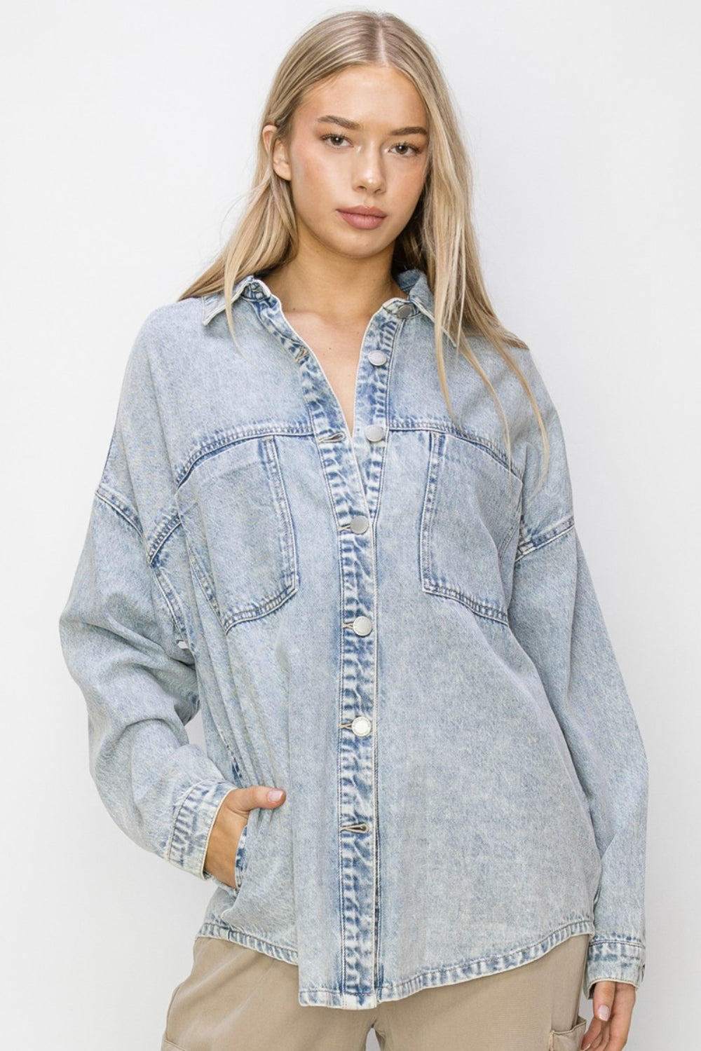 RISEN Button Up Long Sleeve Shacket - NJPH Best Selling 