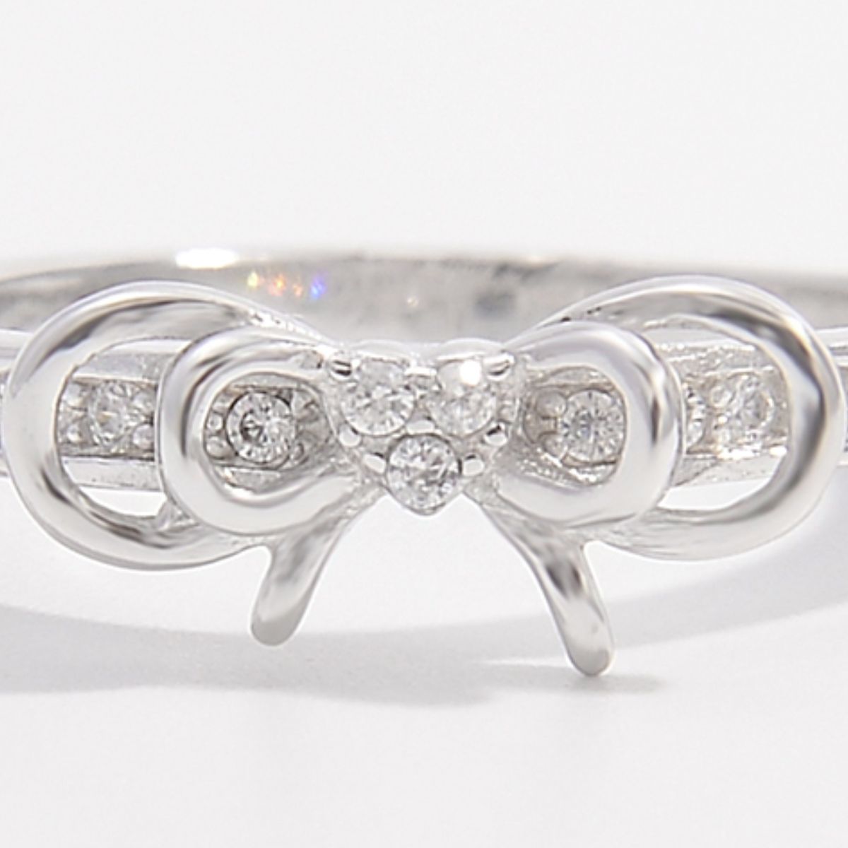 925 Sterling Silver Inlaid Zircon Bow Ring - NJPH Best Selling 