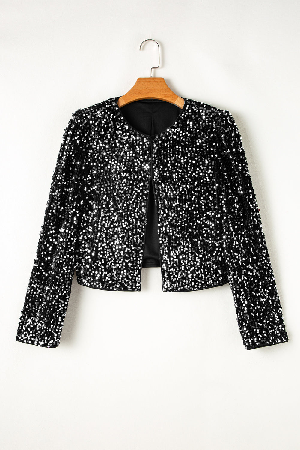 Sequin Open Front Long Sleeve Jacket - NJPH Best Selling 