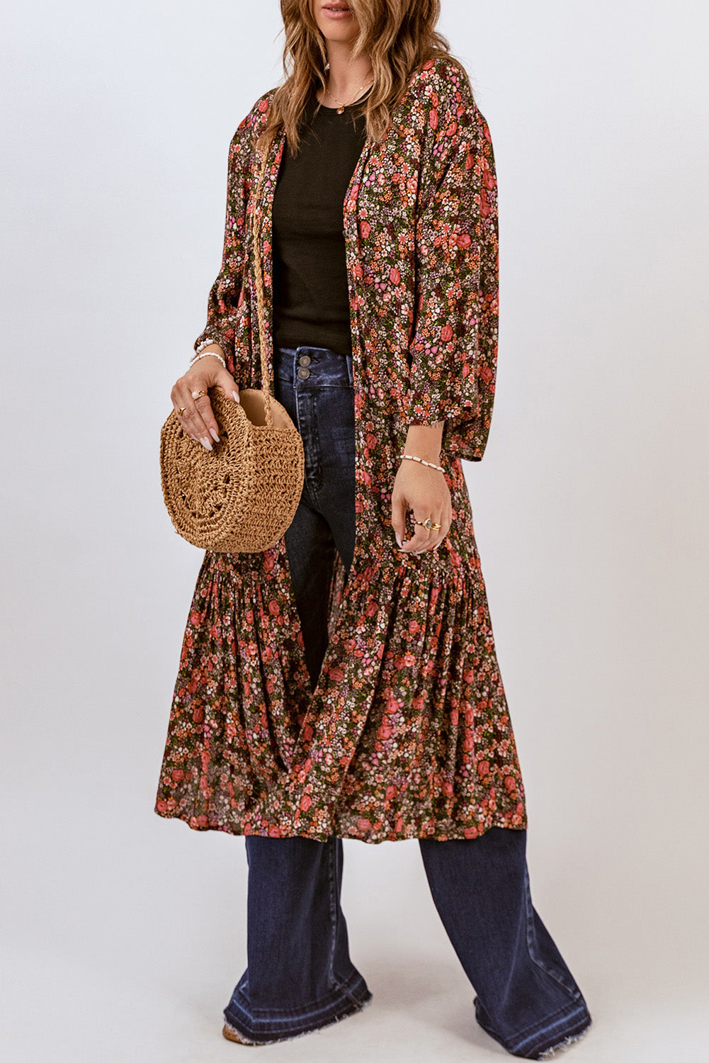 Floral Open Front Duster Cardigan - NJPH Best Selling 