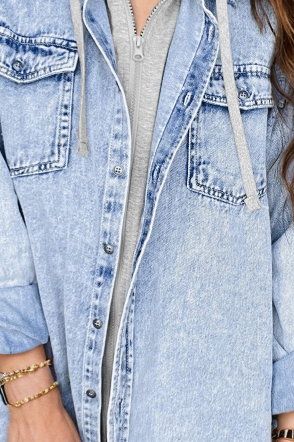 Distressed Button Up Long Sleeve Denim Jacket - NJPH Best Selling 