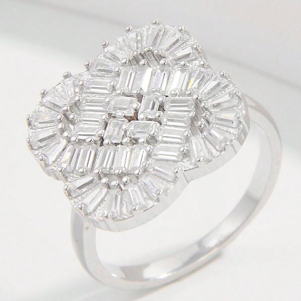 925 Sterling Silver Zircon Geometric Shape Ring - NJPH Best Selling 