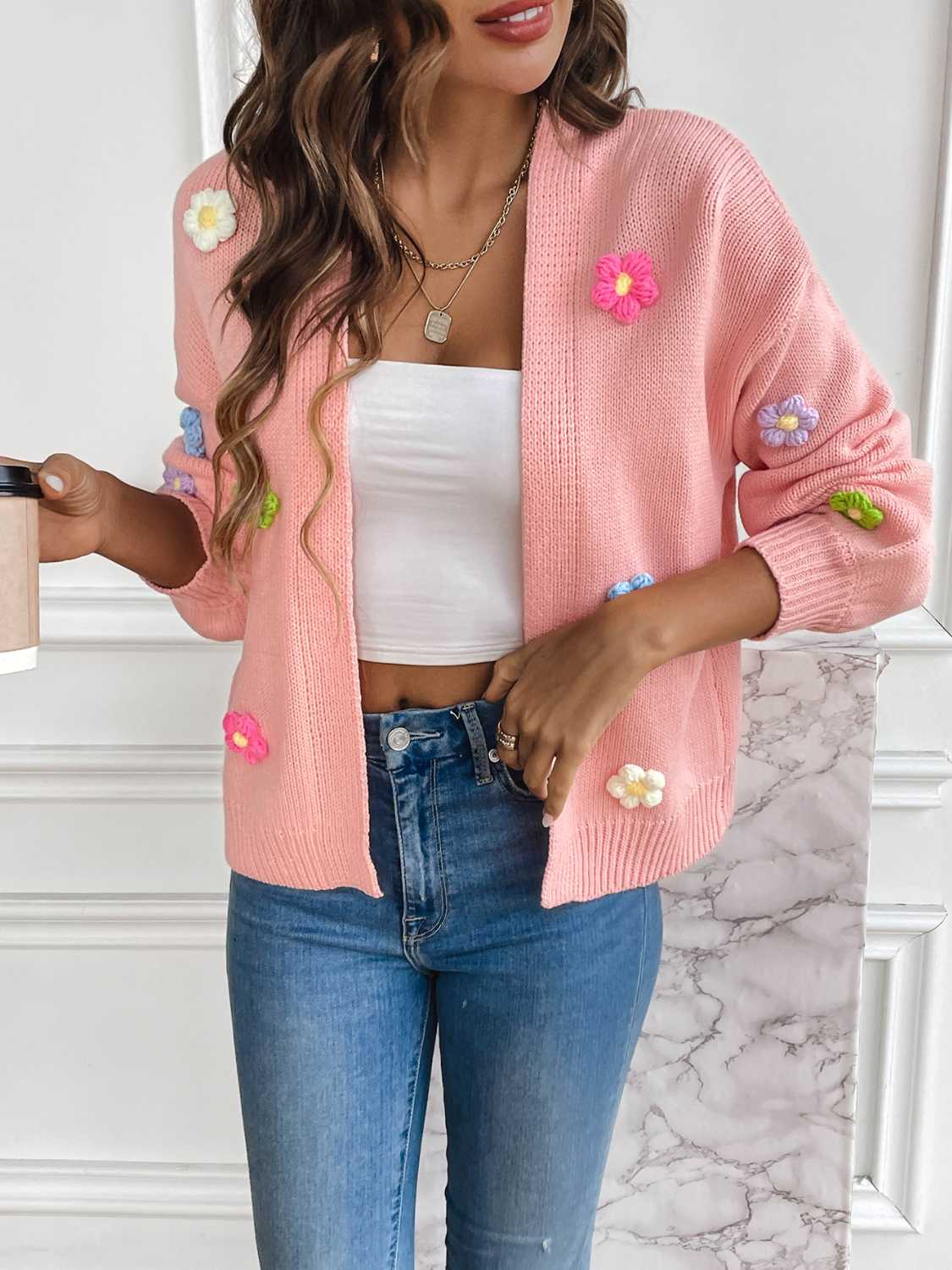 Floral Long Sleeve Open Front Cardigan - NJPH Best Selling 