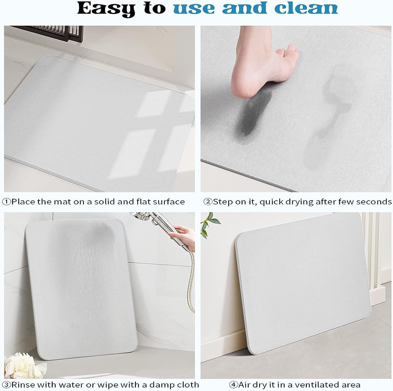 Diatomite Stone Bath Mat Absorbent Drying Bathstone Bathmat Rugs Non-Slip Mat - NJPH Best Selling 