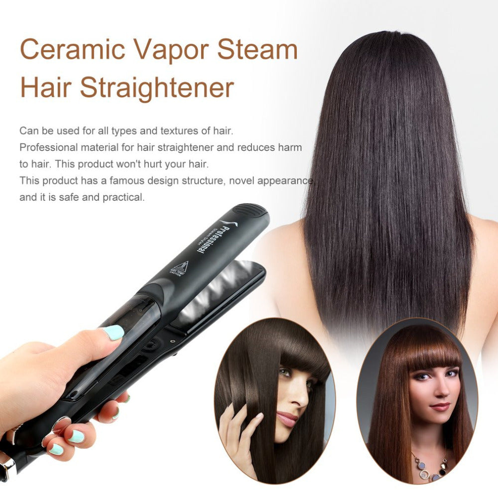 Steam Function Flat Iron Tourmaline Ceramic Vapor Professional Hair Straightener with Argan Oil Infusion Straightening Irons - NJPH Best Selling 