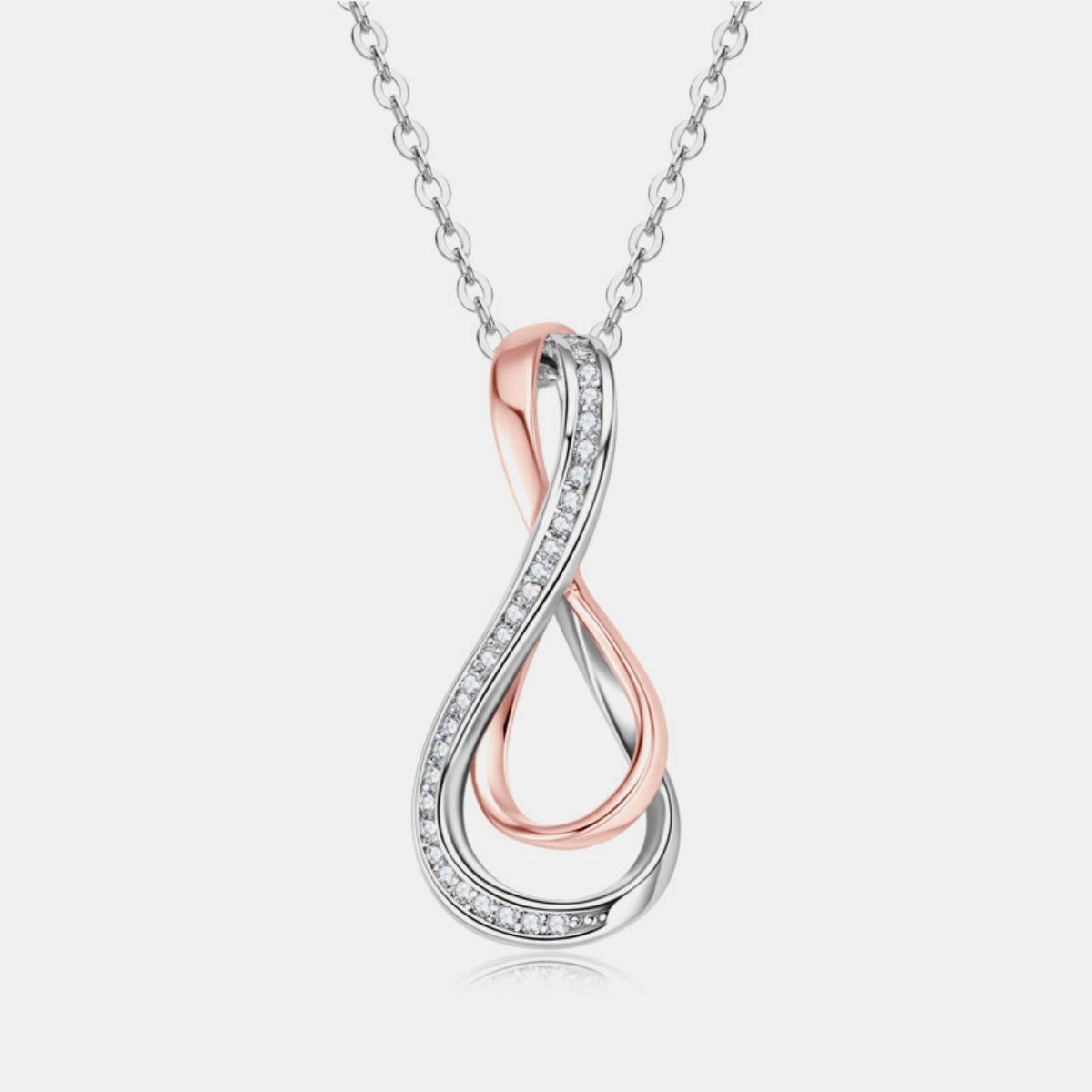 925 Sterling Silver Inlaid Moissanite Infinity Pendant Necklace - NJPH Best Selling 