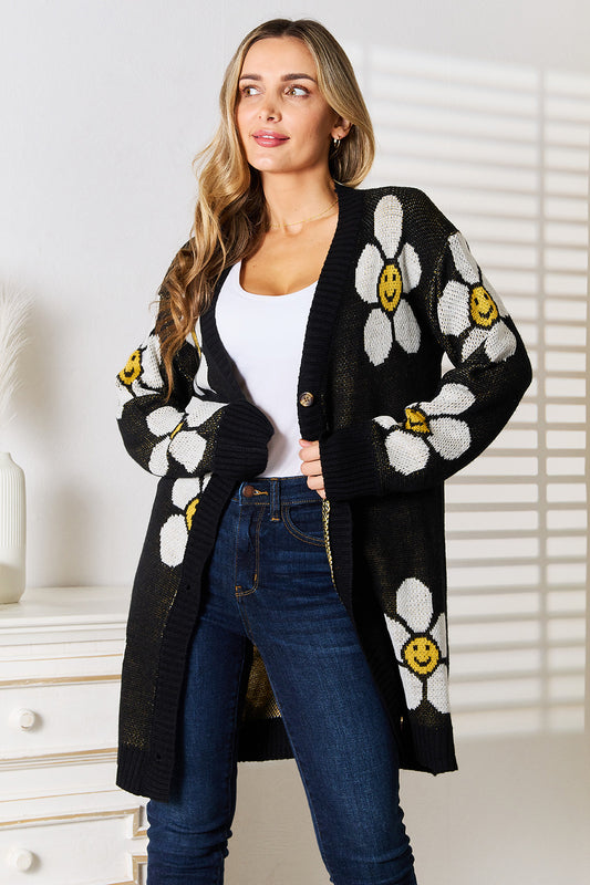 Floral Button Down Longline Cardigan - NJPH Best Selling 