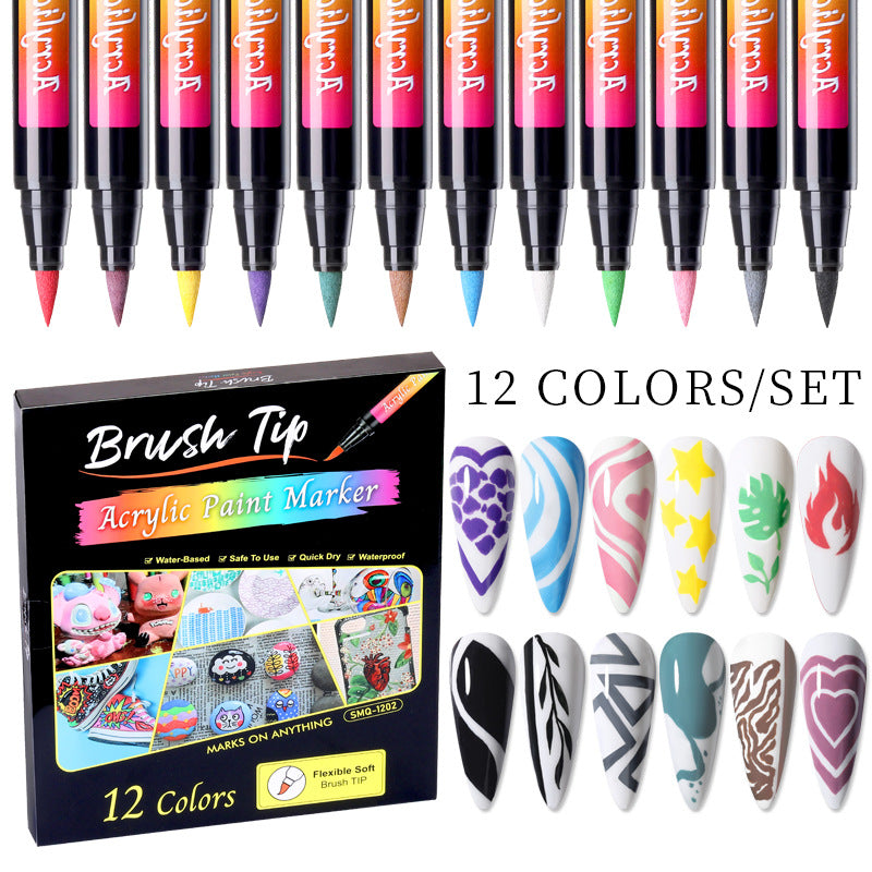 Twelve Color Nail Paint Doodle Pen Color Box - NJPH Best Selling 