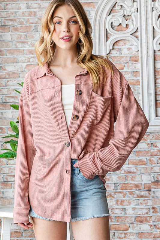 Reborn J Button Up Long Sleeve Shacket - NJPH Best Selling 