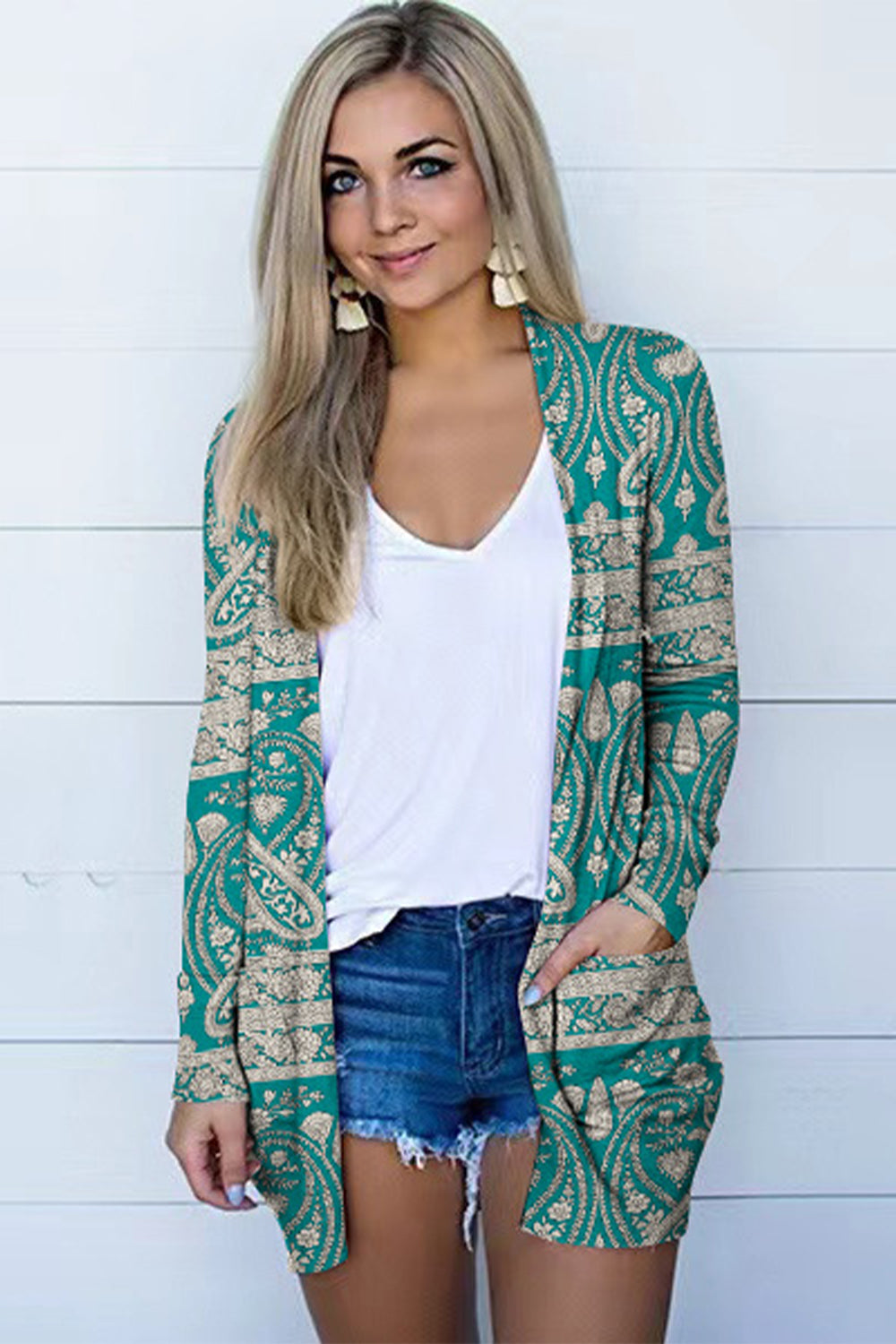 Printed Long Sleeve Cardigan - NJPH Best Selling 