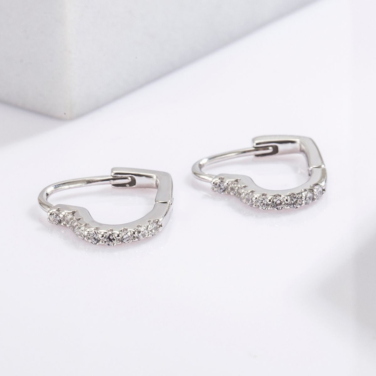 925 Serling Silver Zircon Heart Shape Earrings - NJPH Best Selling 