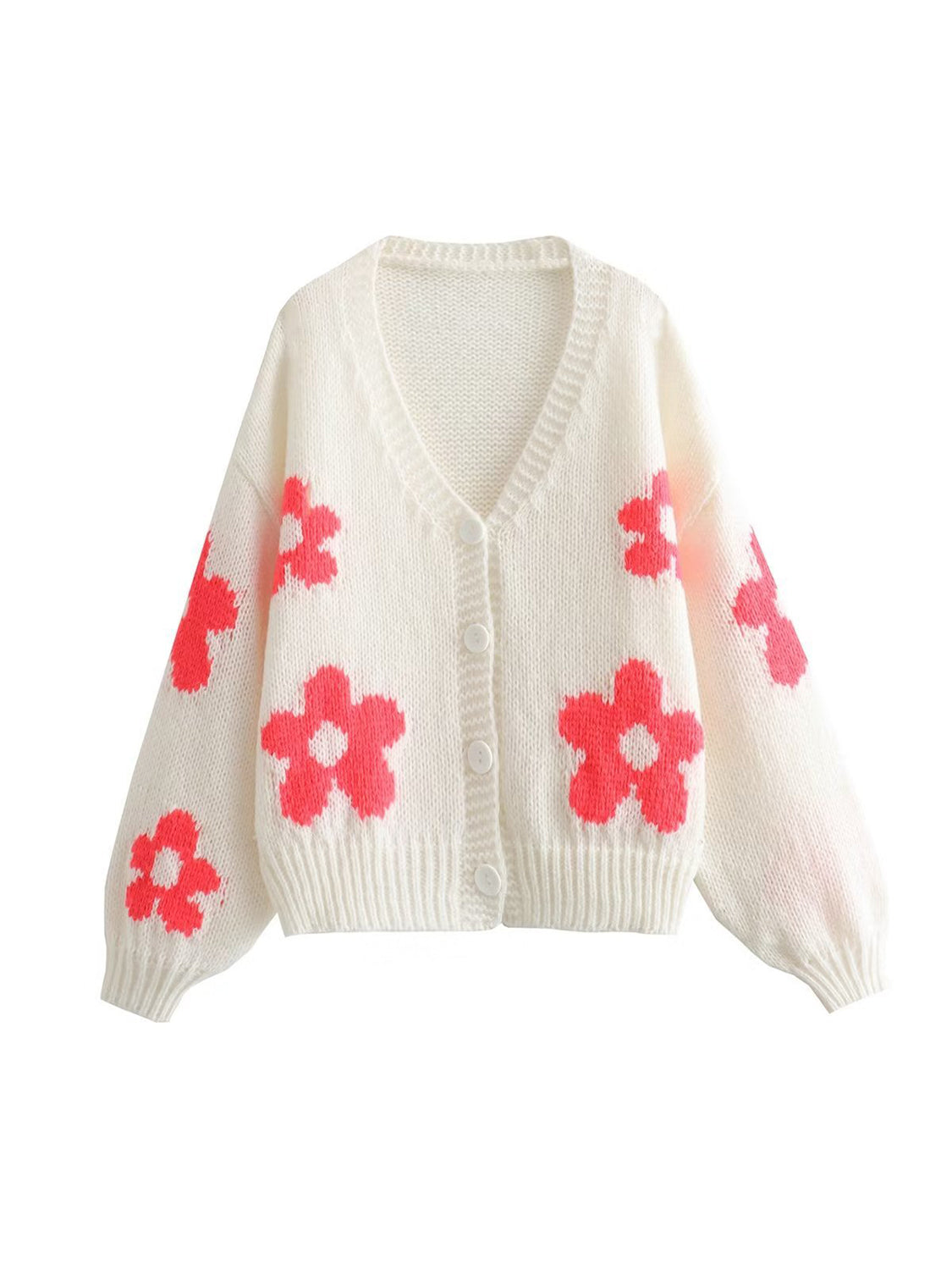 Floral Button Up V-Neck Cardigan - NJPH Best Selling 