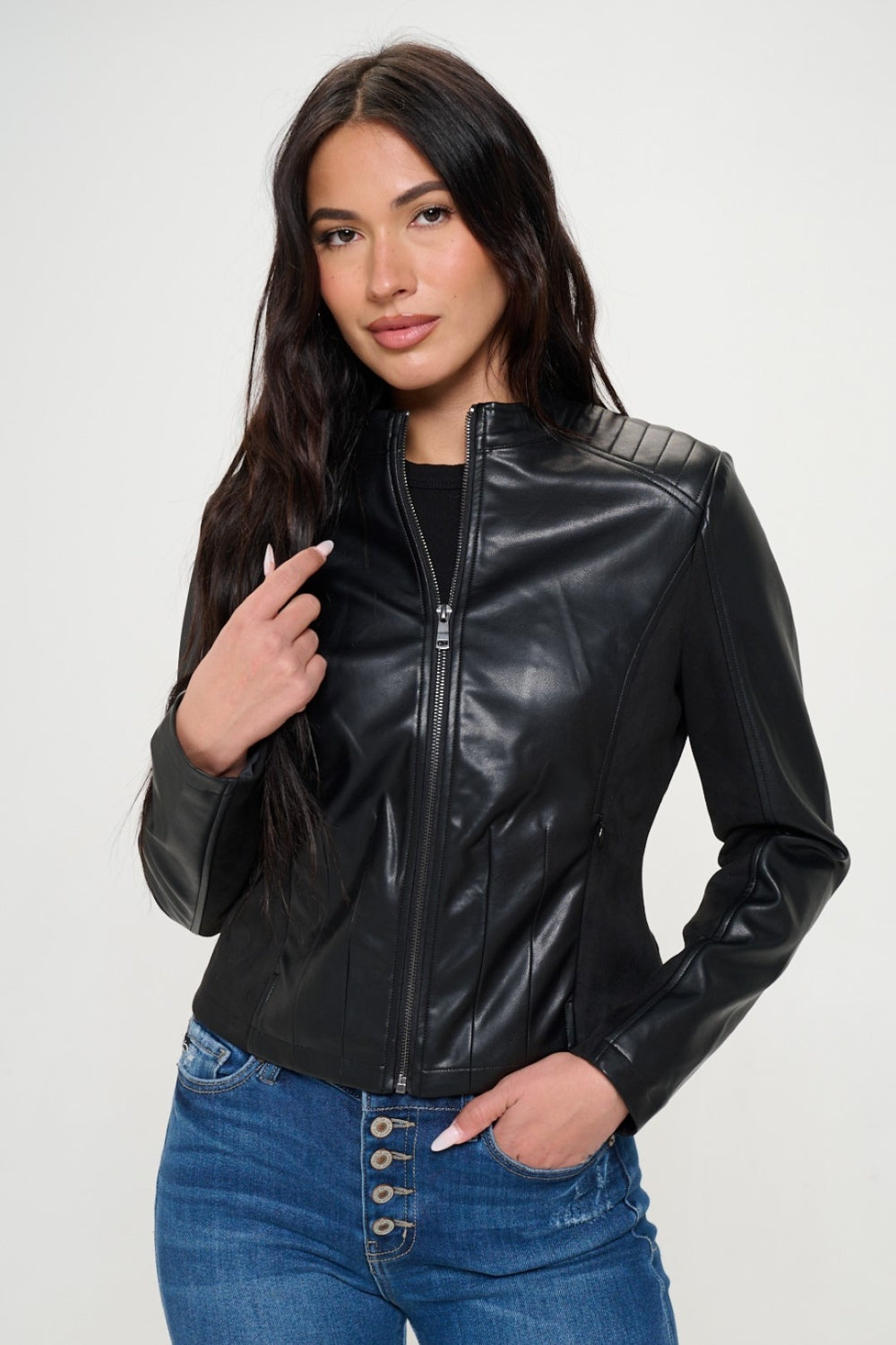 Coalition LA Zip Up Vegan Moto Jacket - NJPH Best Selling 