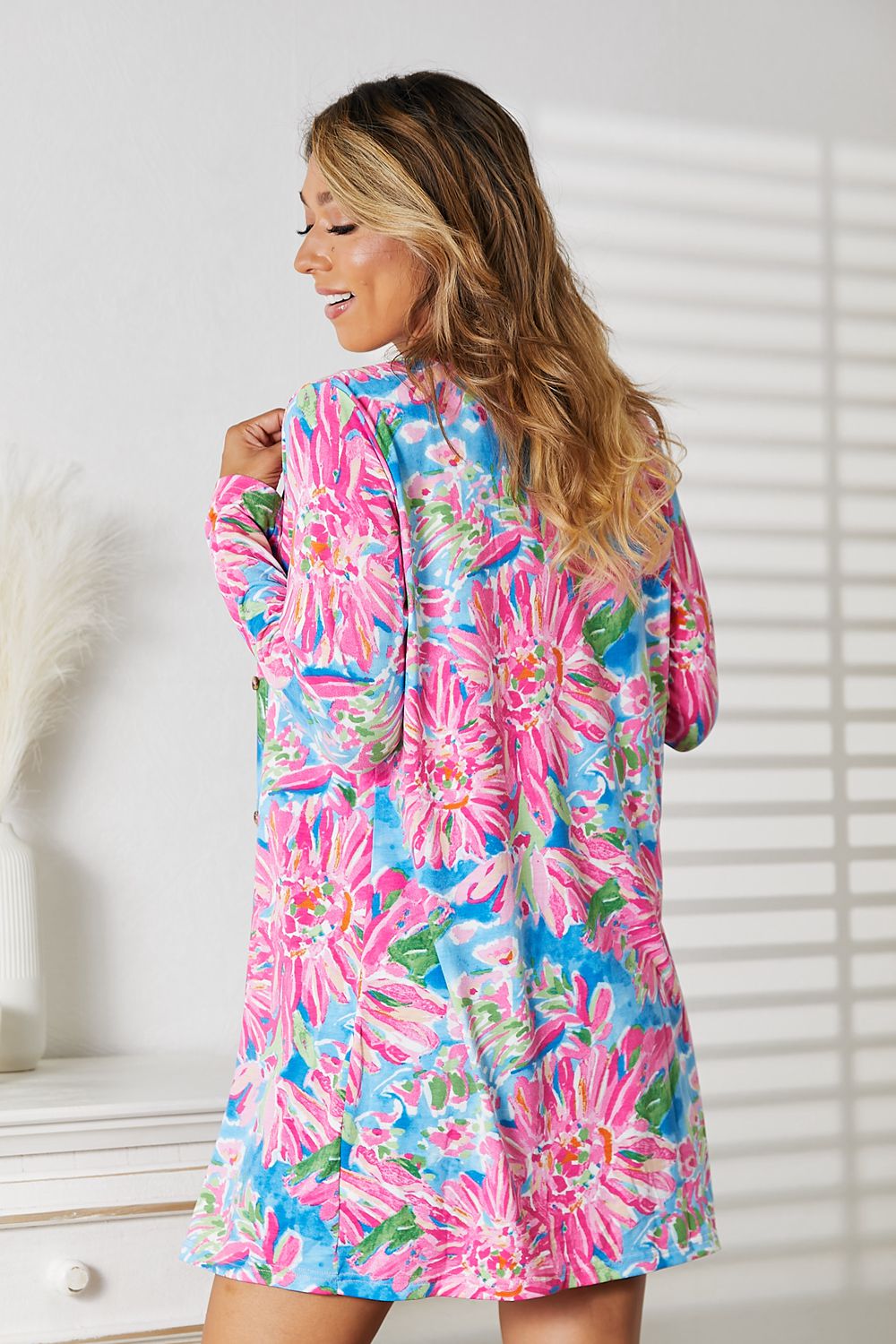 Double Take Floral Open Front Long Sleeve Cardigan - NJPH Best Selling 