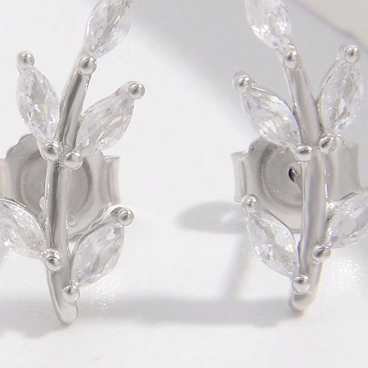 925 Sterling Silver Zircon Leaf Shape Earrings - NJPH Best Selling 