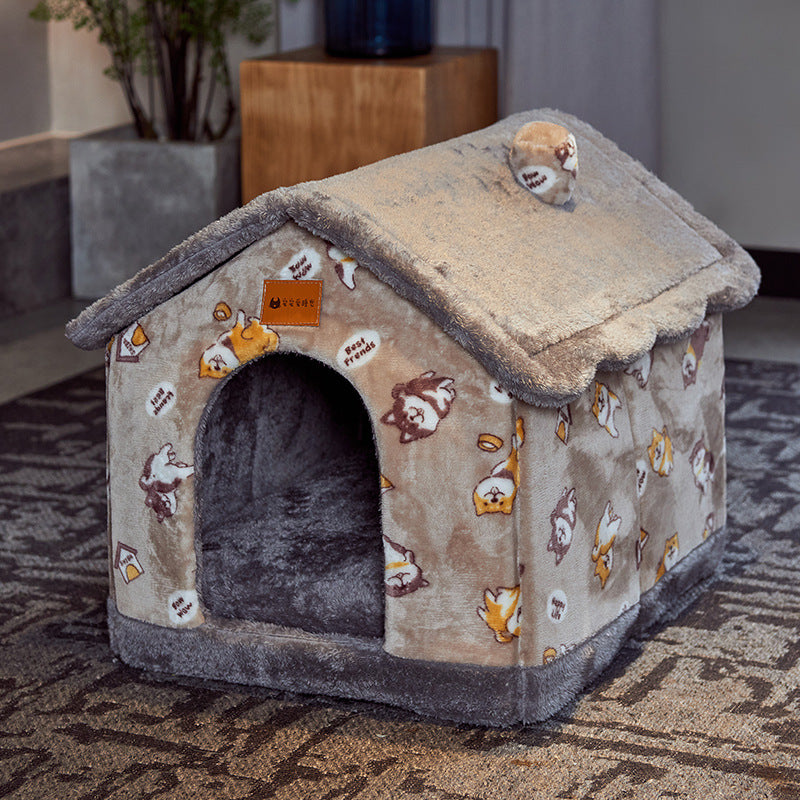 Foldable Dog House Pet Cat Bed Winter Dog Villa Sleep Kennel Removable Nest Warm Enclosed Cave Sofa Pets Supplies - NJPH Best Selling 