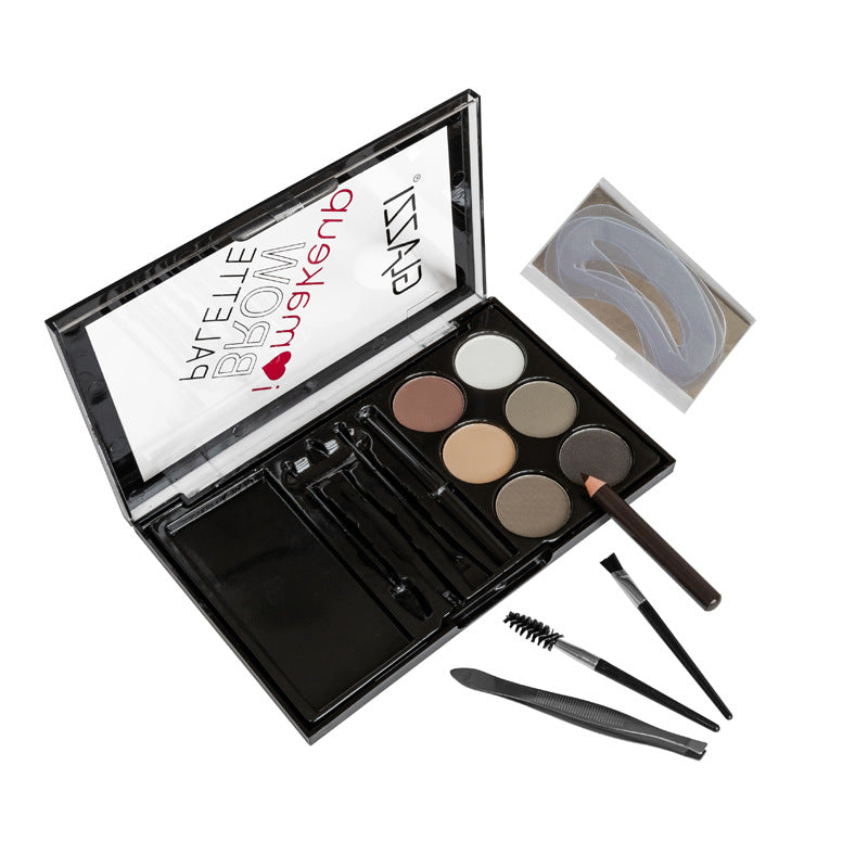 Natural Brown Eyebrow Powder Palette Eye Contour Enhancers Eye Brows Shadow Stamp Shaping Waterproof Makeup Kit With Brush - NJPH Best Selling 