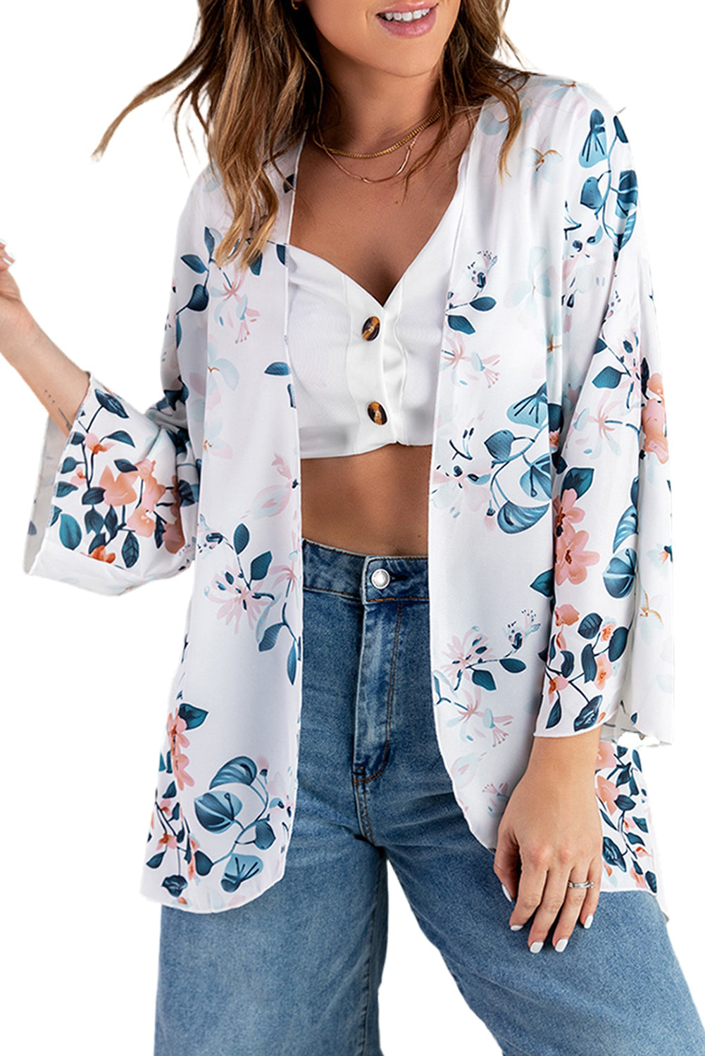 Floral Print Open Front Cardigan - NJPH Best Selling 