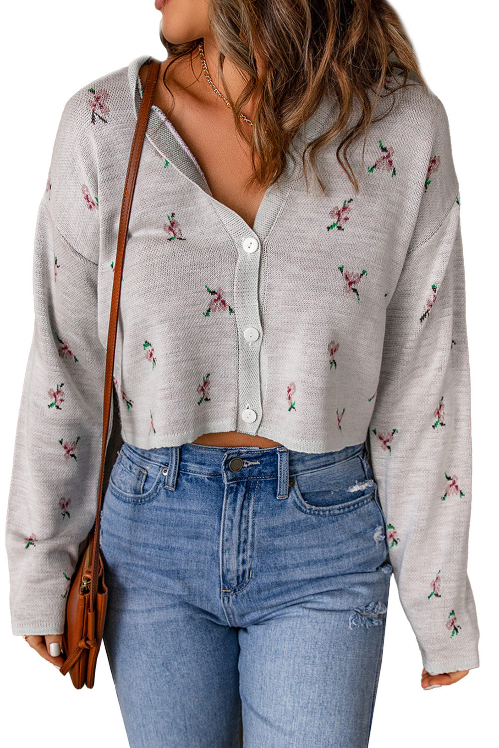 Floral Button Down Cropped Cardigan - NJPH Best Selling 