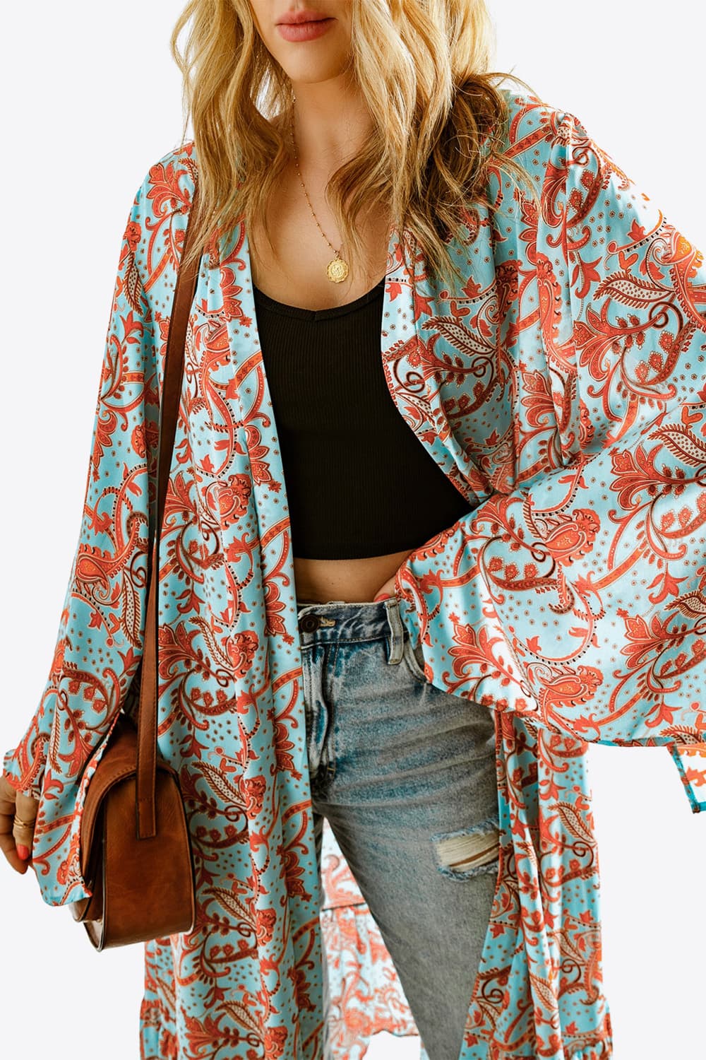 Printed Open Front Duster Cardigan - NJPH Best Selling 