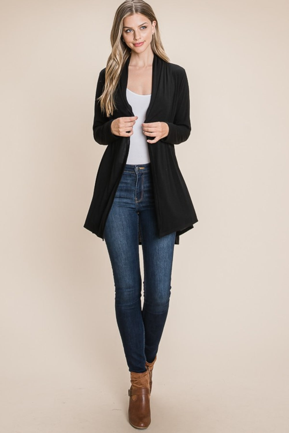 BOMBOM Open Front Long Sleeve Cardigan - NJPH Best Selling 