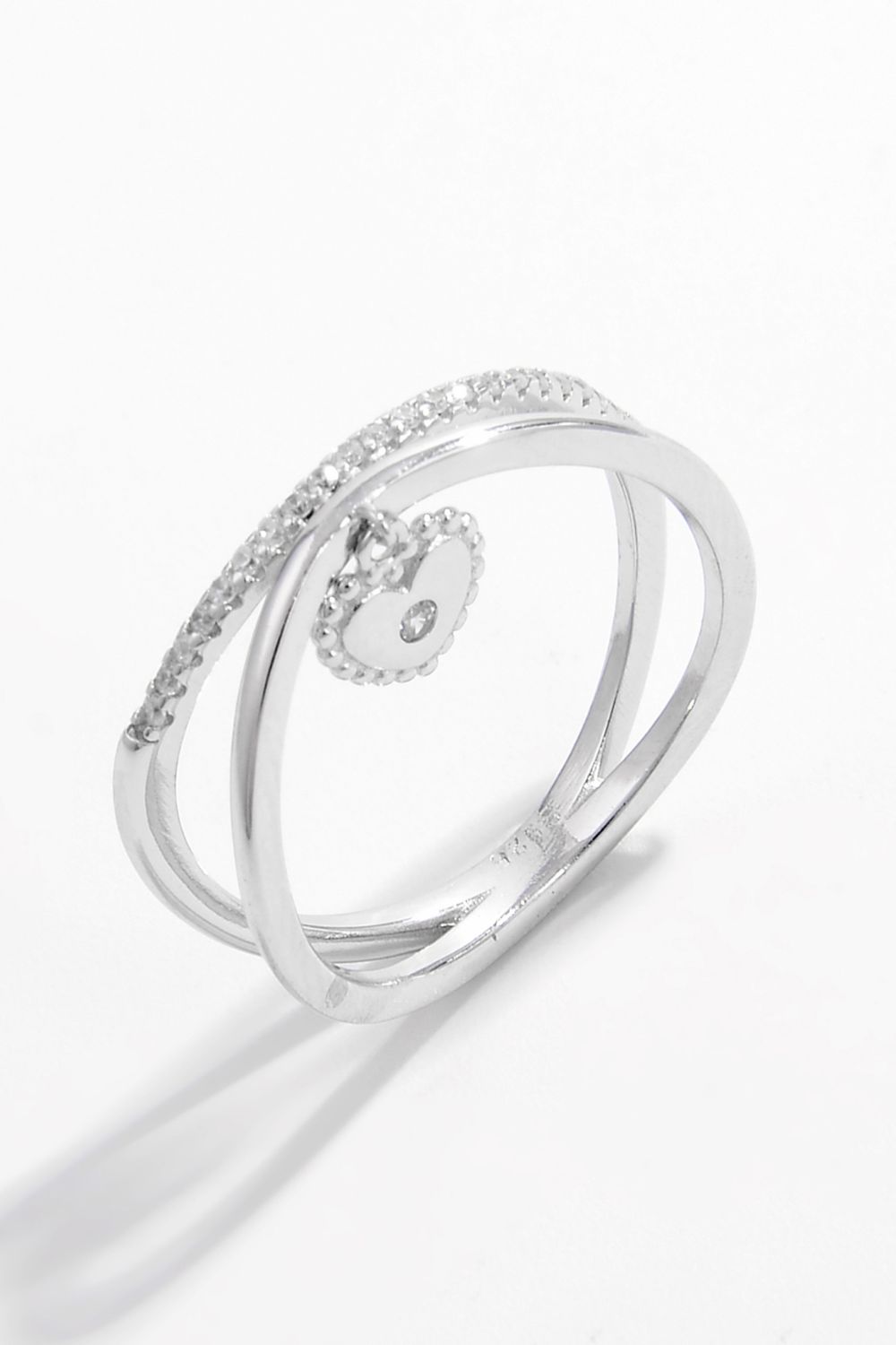 925 Sterling Silver Zircon Heart Charm Ring - NJPH Best Selling 