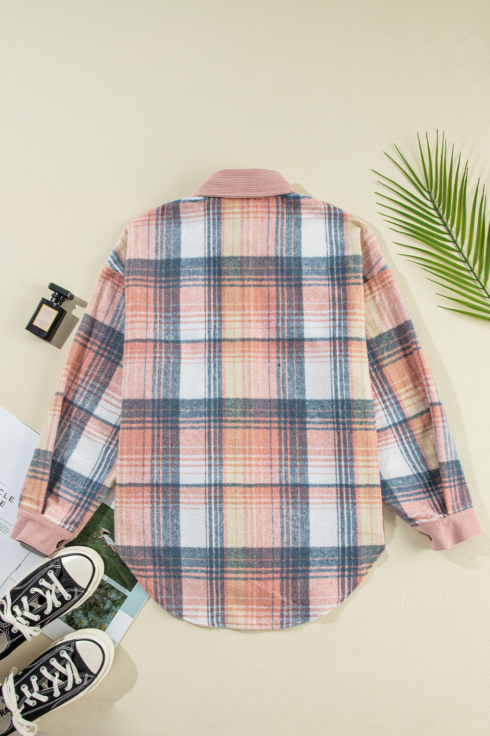 Plaid Button Up Long Sleeve Shacket - NJPH Best Selling 